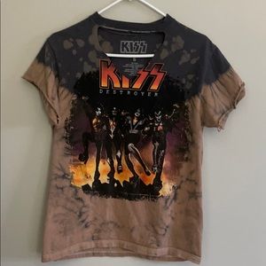 KISS band tee tie dye rock punk funky retro sz S